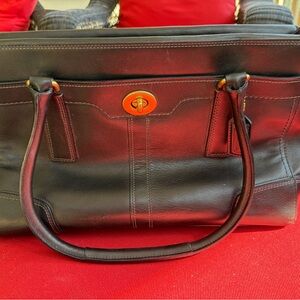 Coach Hamptons Black Leather Satchel